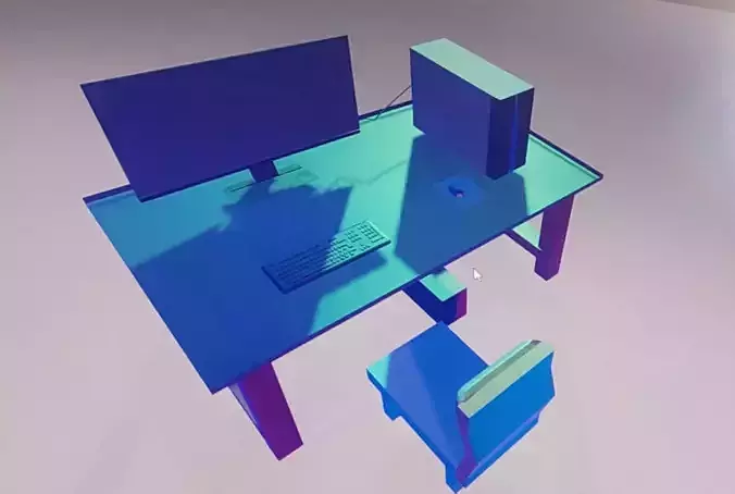 Desktop computer for home design and print low mid poly 3d model