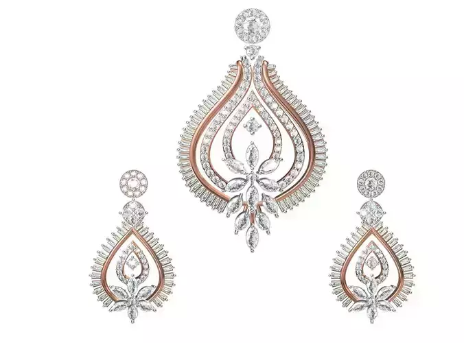 Women Earrings Pendant Set STL FBX JCD Details