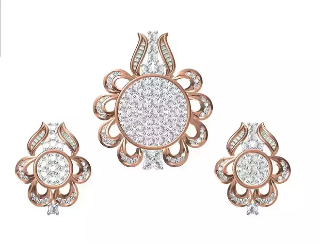 Women Earrings Pendant Set STL FBX JCD Details