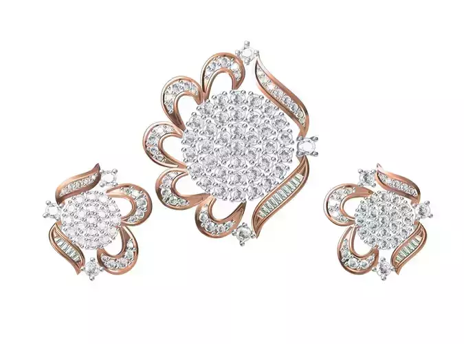 Women Earrings Pendant Set STL FBX JCD Details