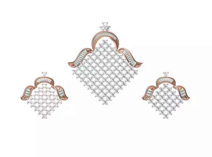 Women Earrings Pendant Set STL FBX JCD Details