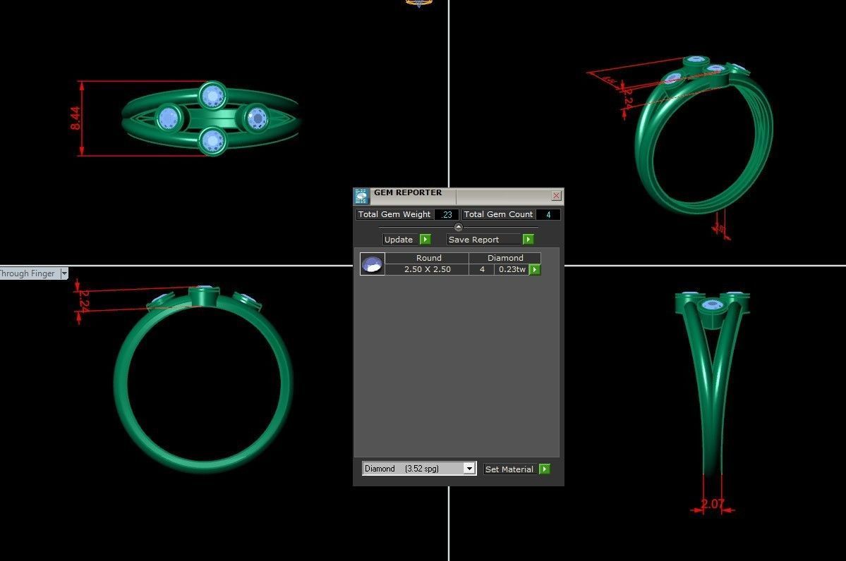 Diamond Ring Cad SR56 3D print model_5