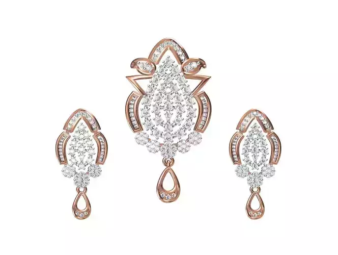 Women Earrings Pendant Set STL FBX JCD Details