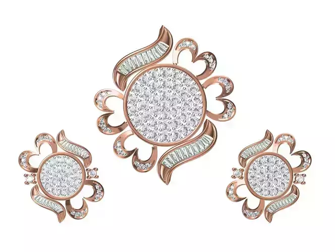 Women Earrings Pendant Set STL FBX JCD Details