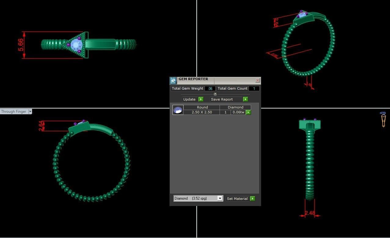 Diamond Ring  Cad SR40 3D print model_5
