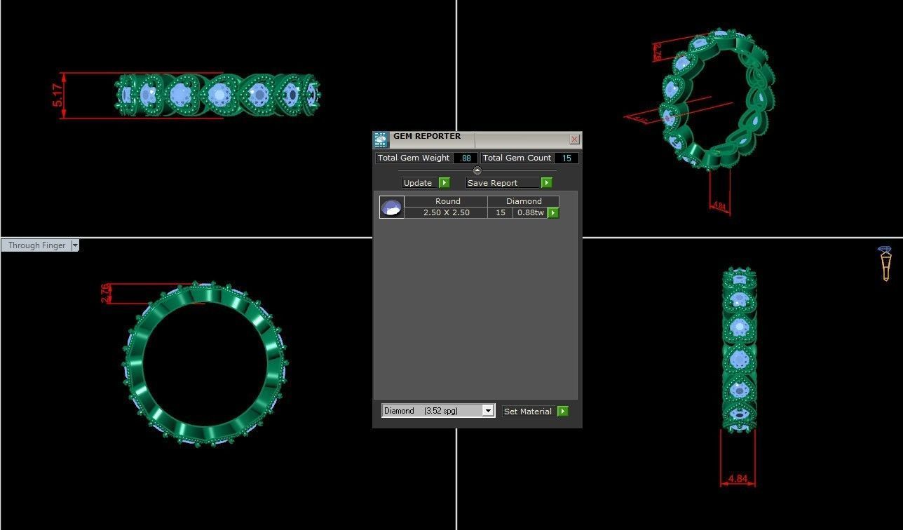 Diamond Ring  Cad SR34 3D print model_5