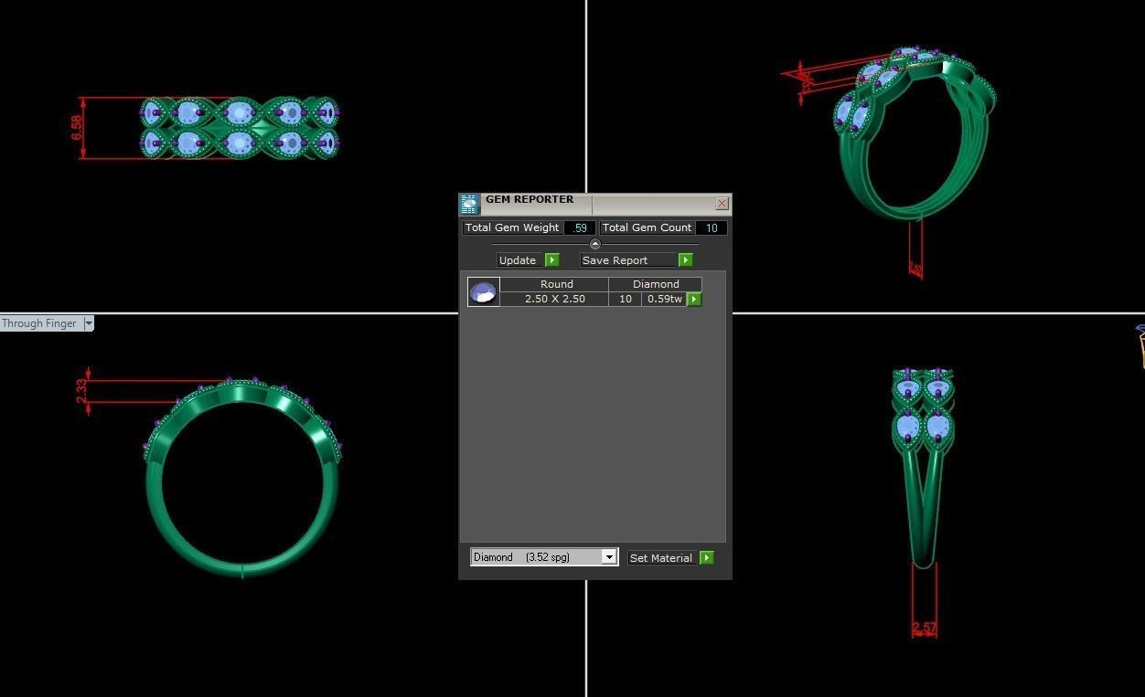 Diamond Ring  Cad SR22 3D print model_6