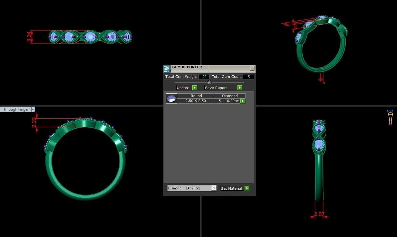 Diamond Ring Cad SR21 3D print model_5