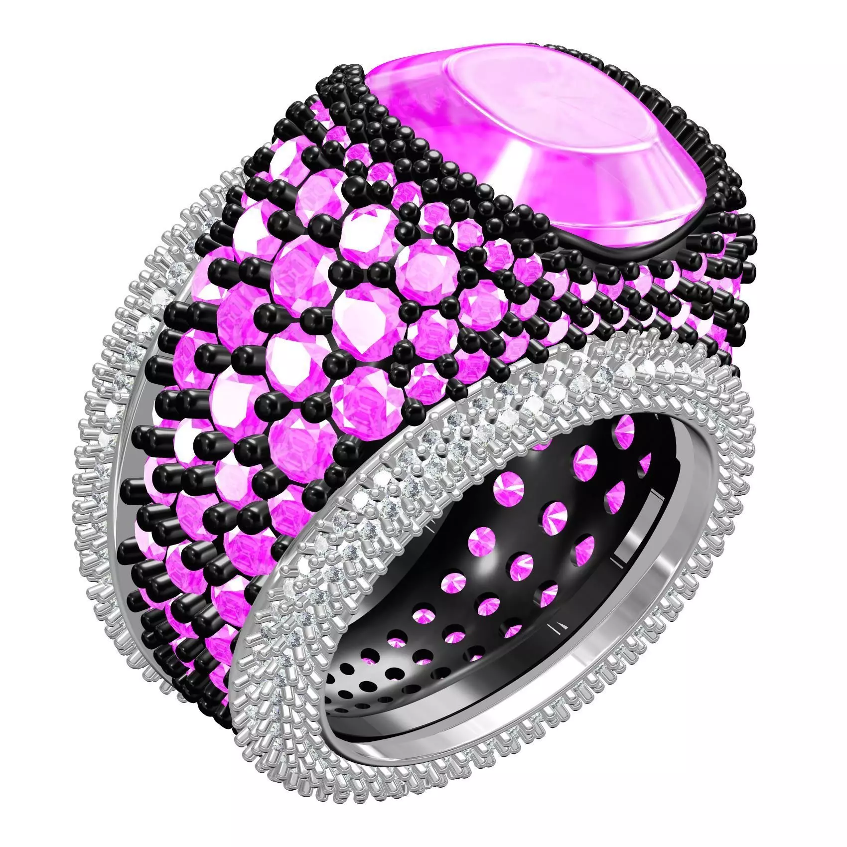 Beautiful Pink Diamond Ring for Women 3D print model_0