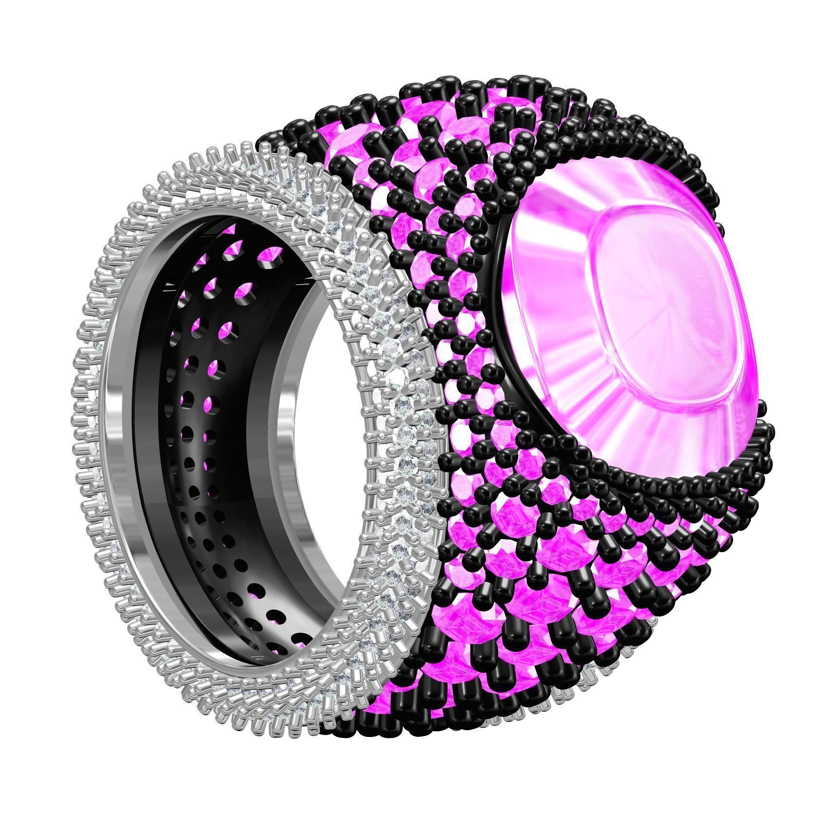 Beautiful Pink Diamond Ring for Women 3D print model_7