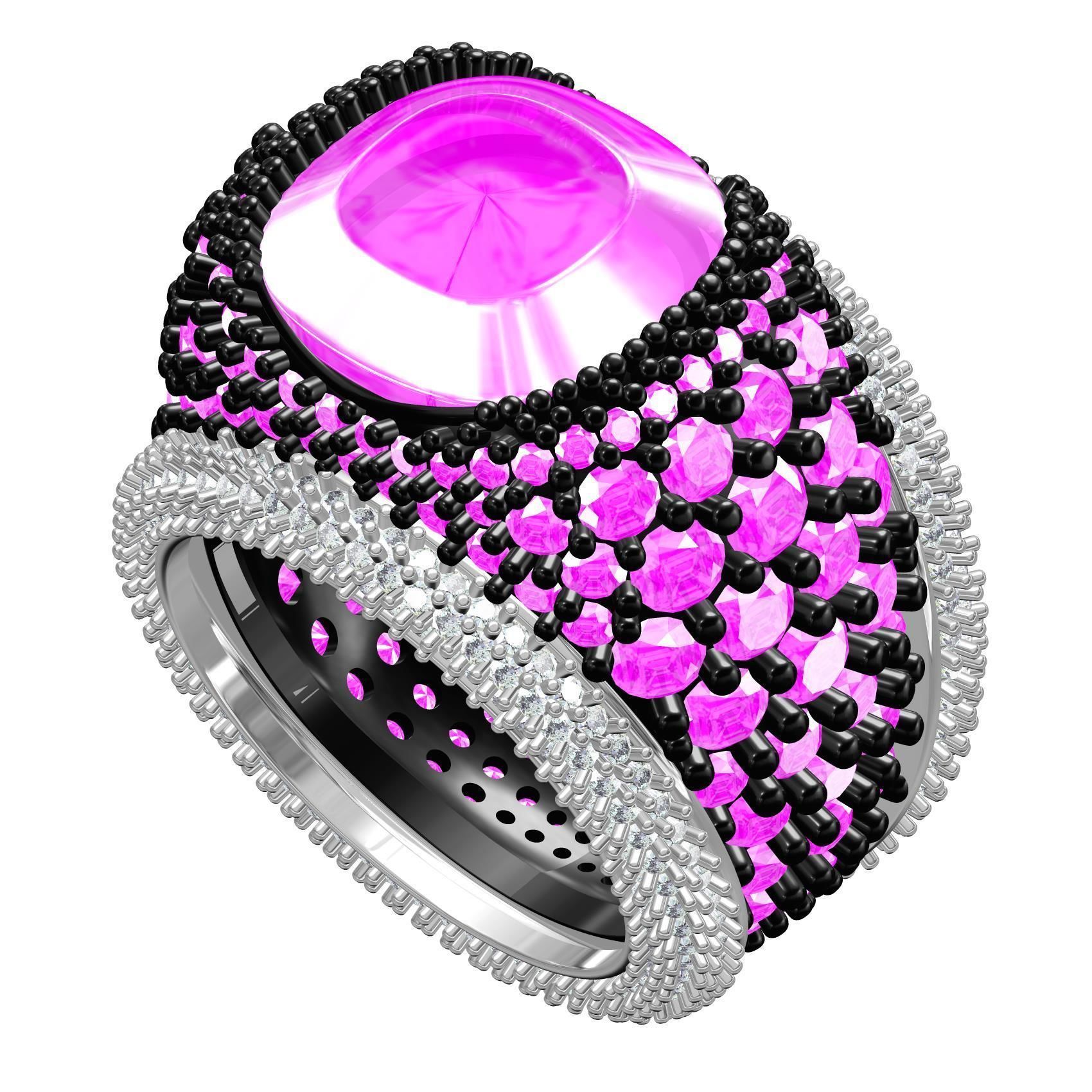 Beautiful Pink Diamond Ring for Women 3D print model_1