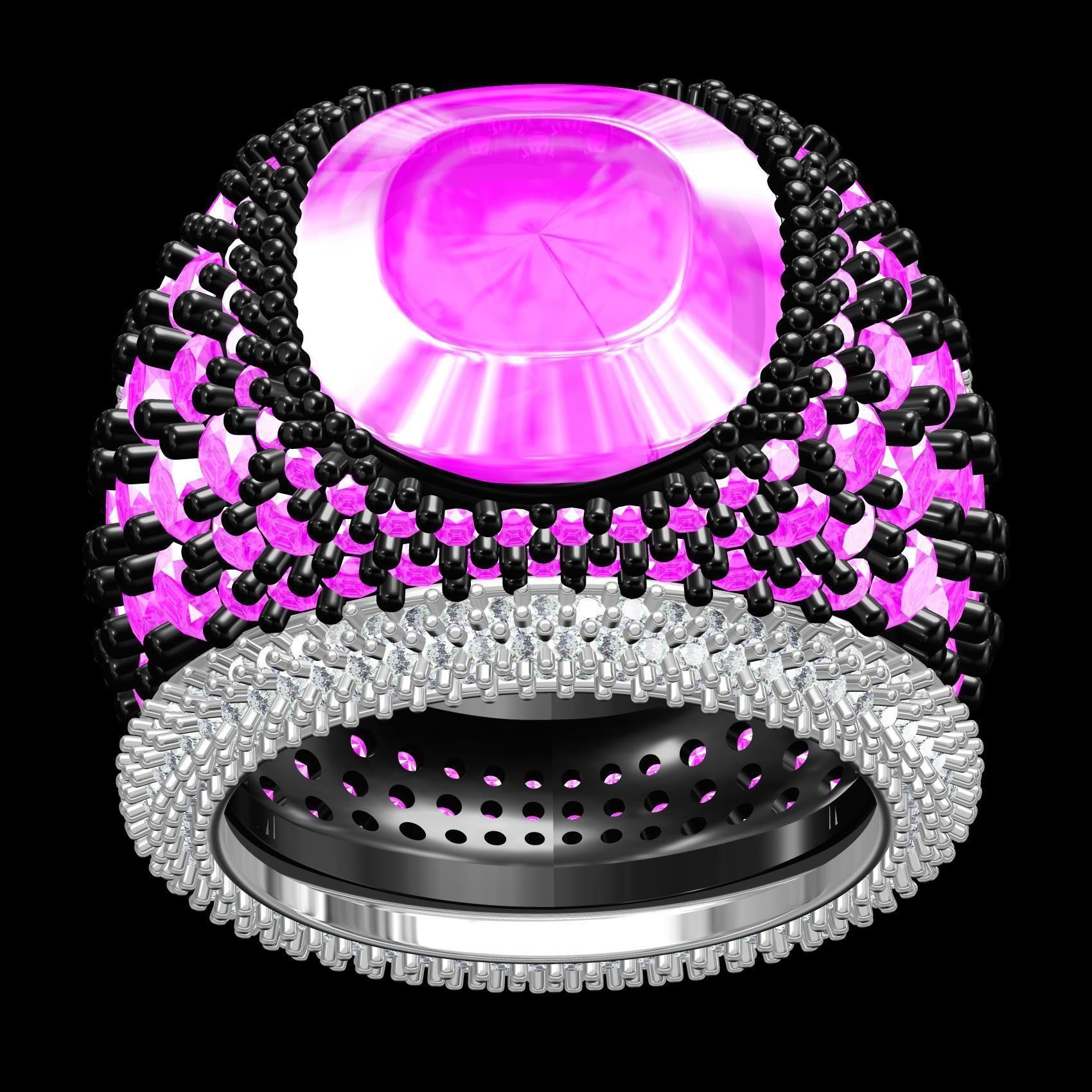 Beautiful Pink Diamond Ring for Women 3D print model_9