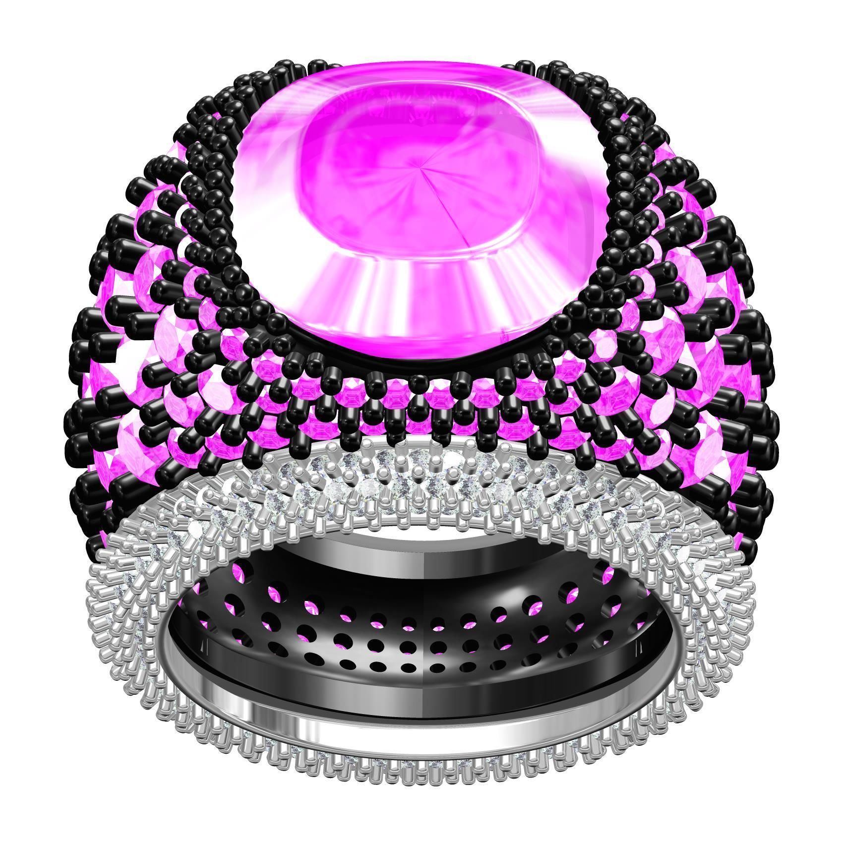 Beautiful Pink Diamond Ring for Women 3D print model_2