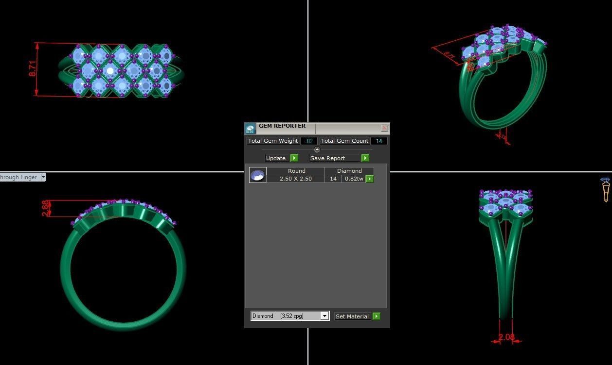 Diamond Ring  Cad SR14 3D print model_5