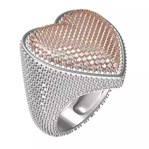 Fully Diamond Heart Signet Ring