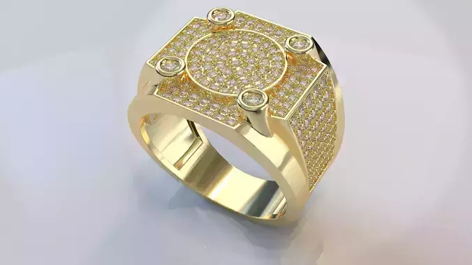 The hip-hop diamond men ring 3D print model