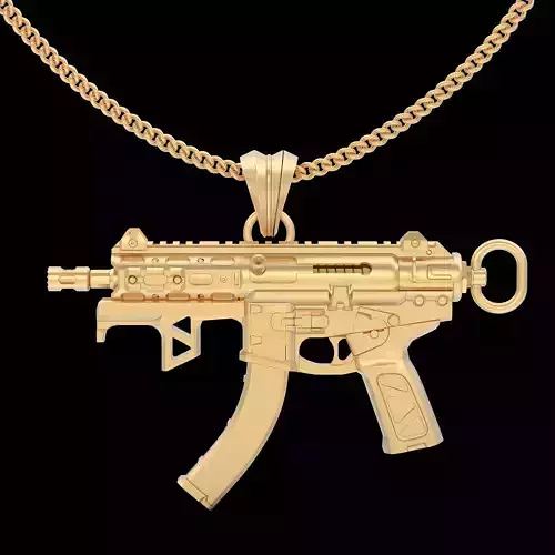 Gun pendant silver gold printable jewelry 3D model