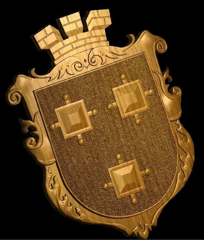 Coat of Arms of Kamianka-Buzka Town 3D print model_1