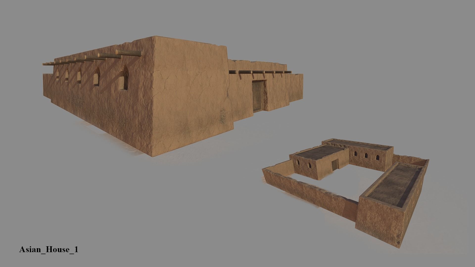 Asian Historical Buildings Low-poly 3D model_1