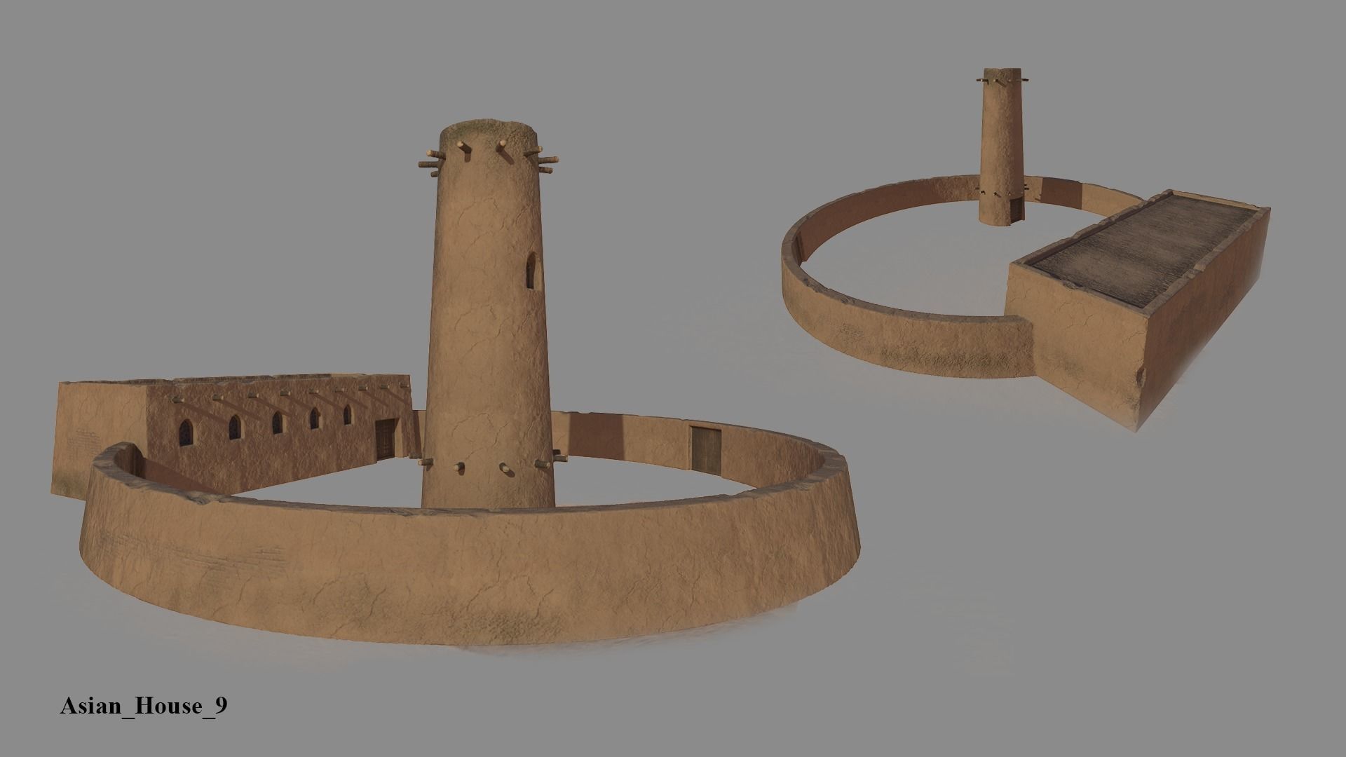 Asian Historical Buildings Low-poly 3D model_9