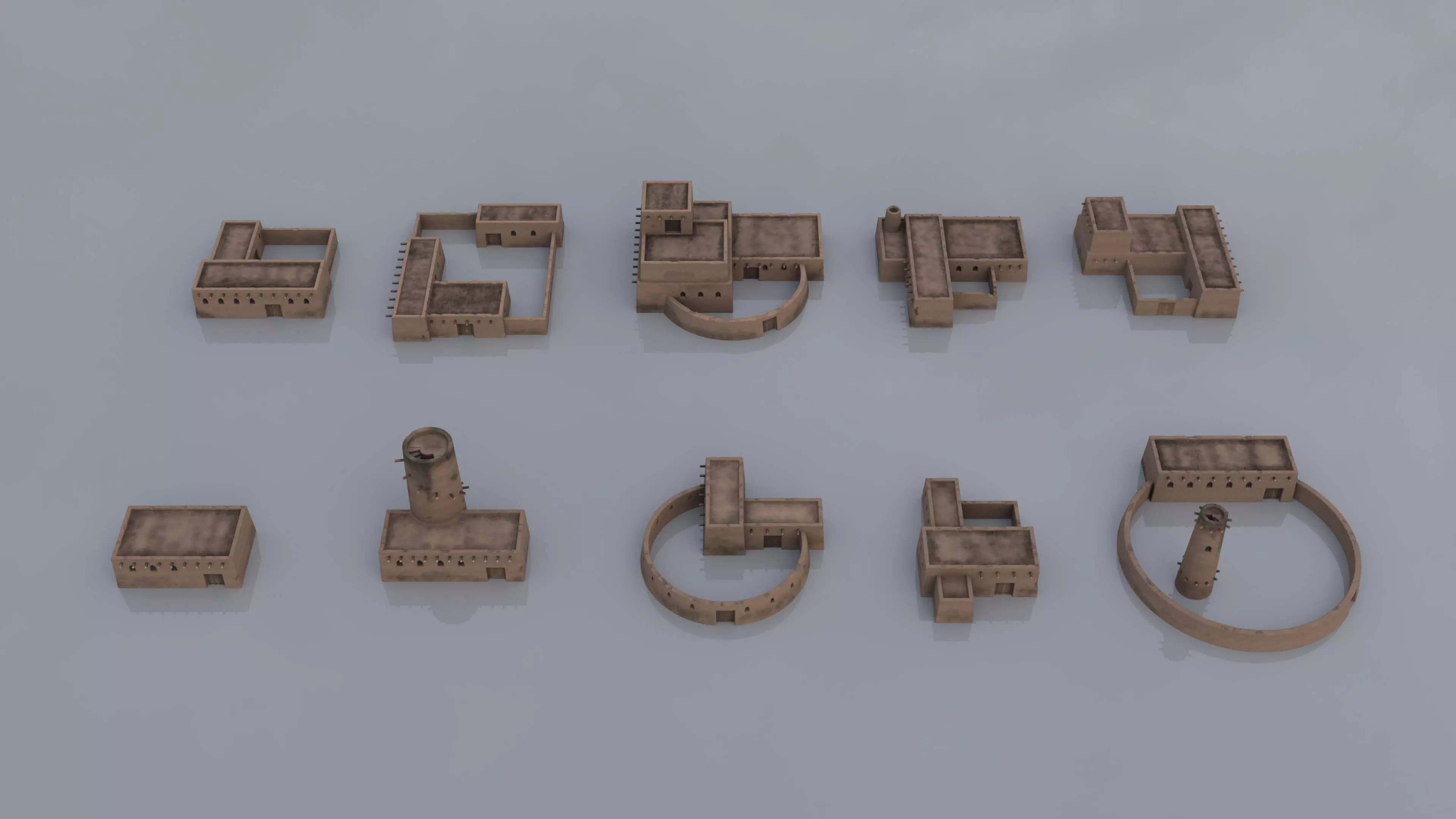 Asian Historical Buildings Low-poly 3D model_0