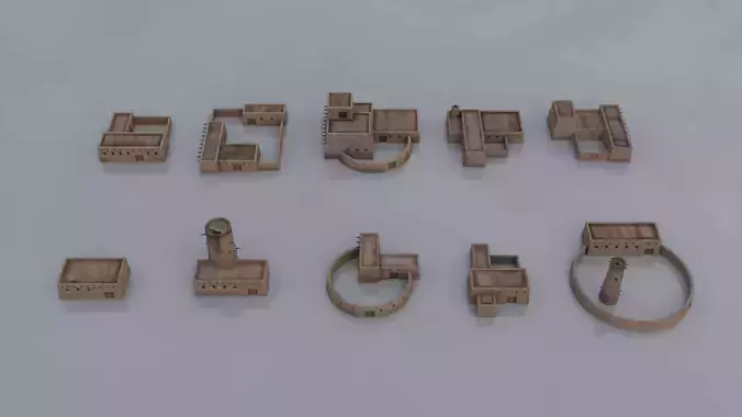 Asian Historical Buildings Low-poly 3D model