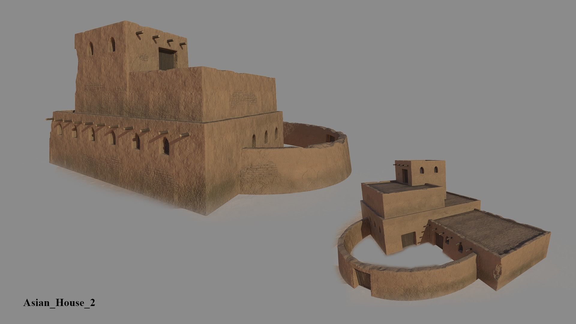 Asian Historical Buildings Low-poly 3D model_2