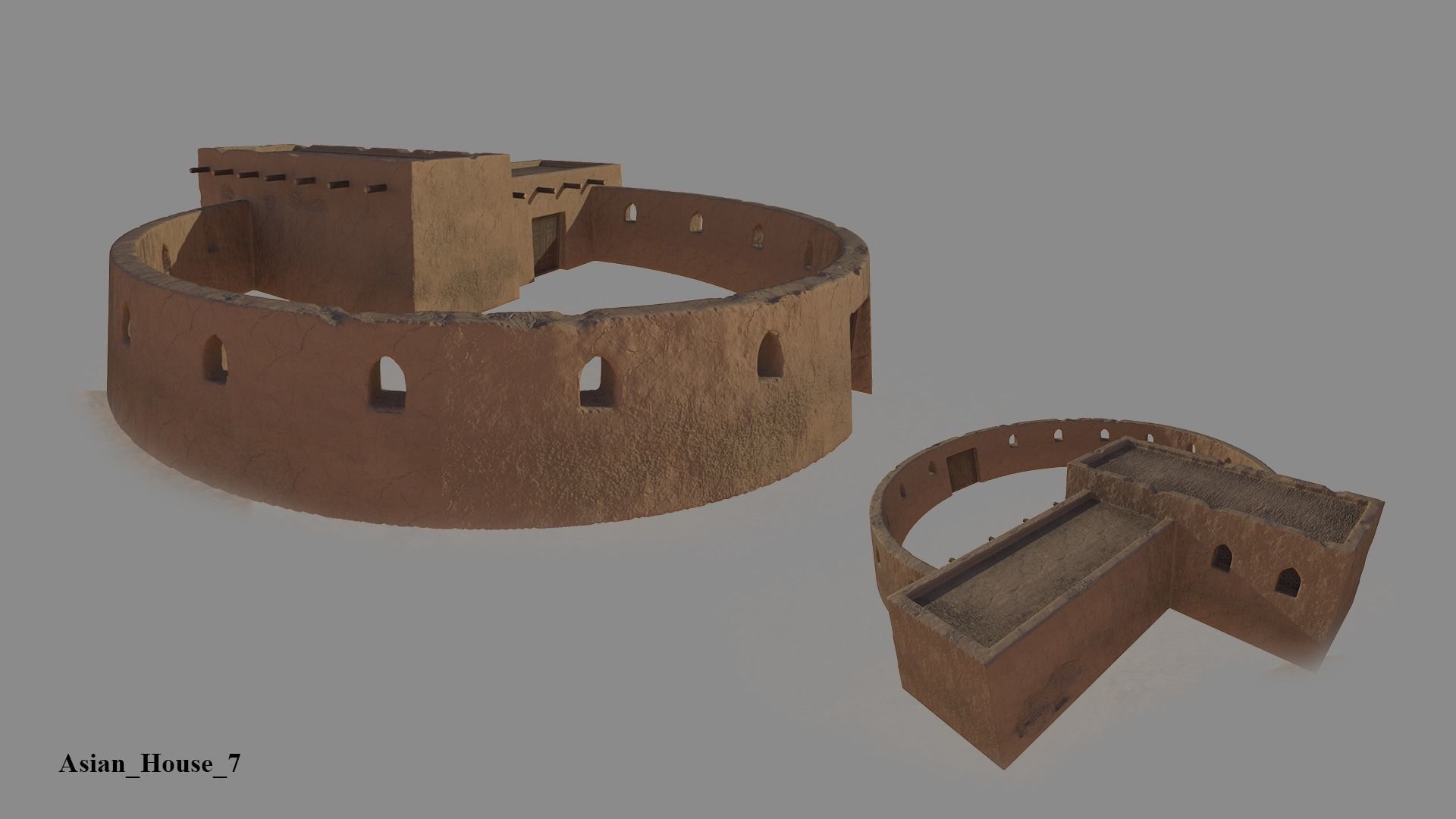 Asian Historical Buildings Low-poly 3D model_7