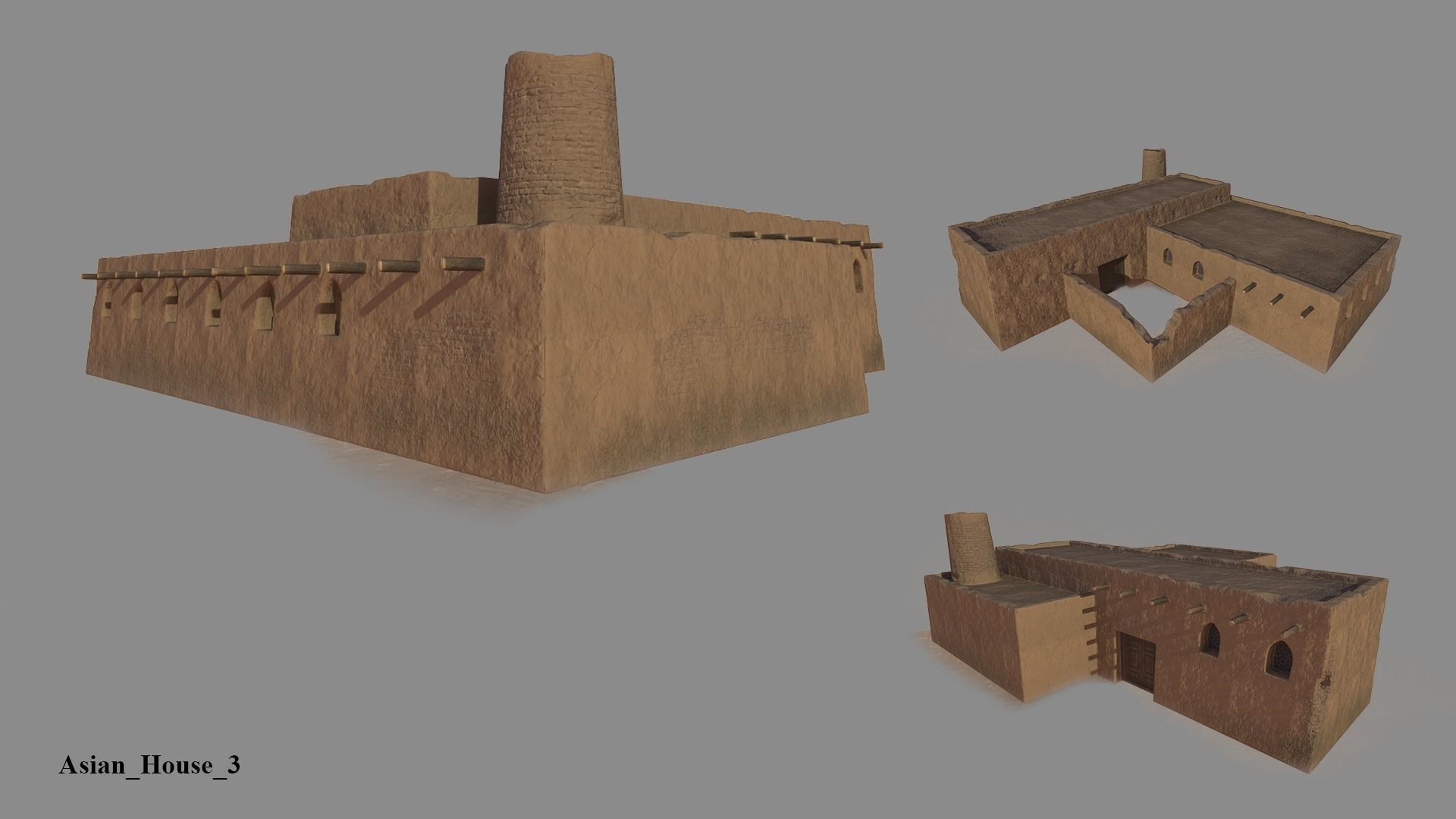 Asian Historical Buildings Low-poly 3D model_3