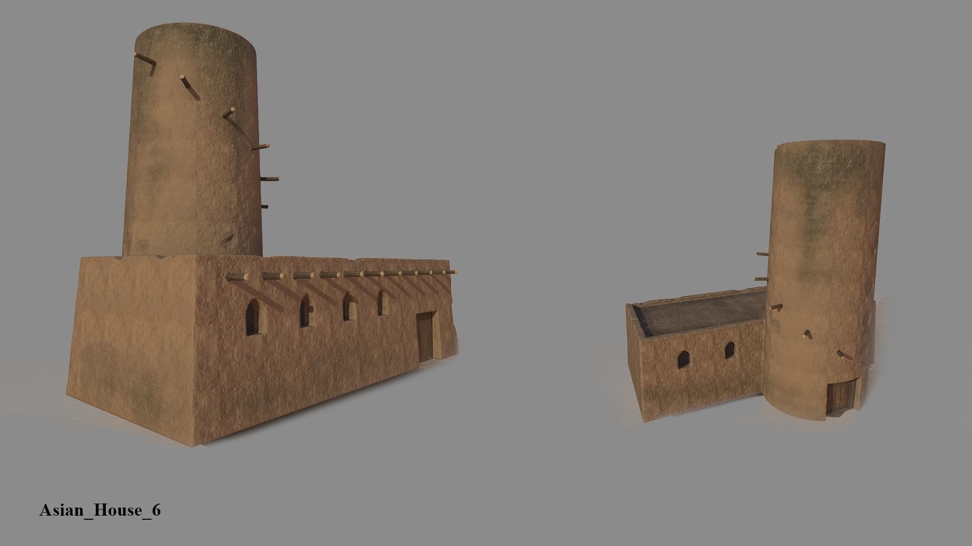 Asian Historical Buildings Low-poly 3D model_6