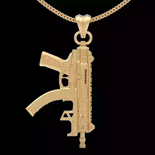 Gun  pendant silver gold printable jewelry 3D model