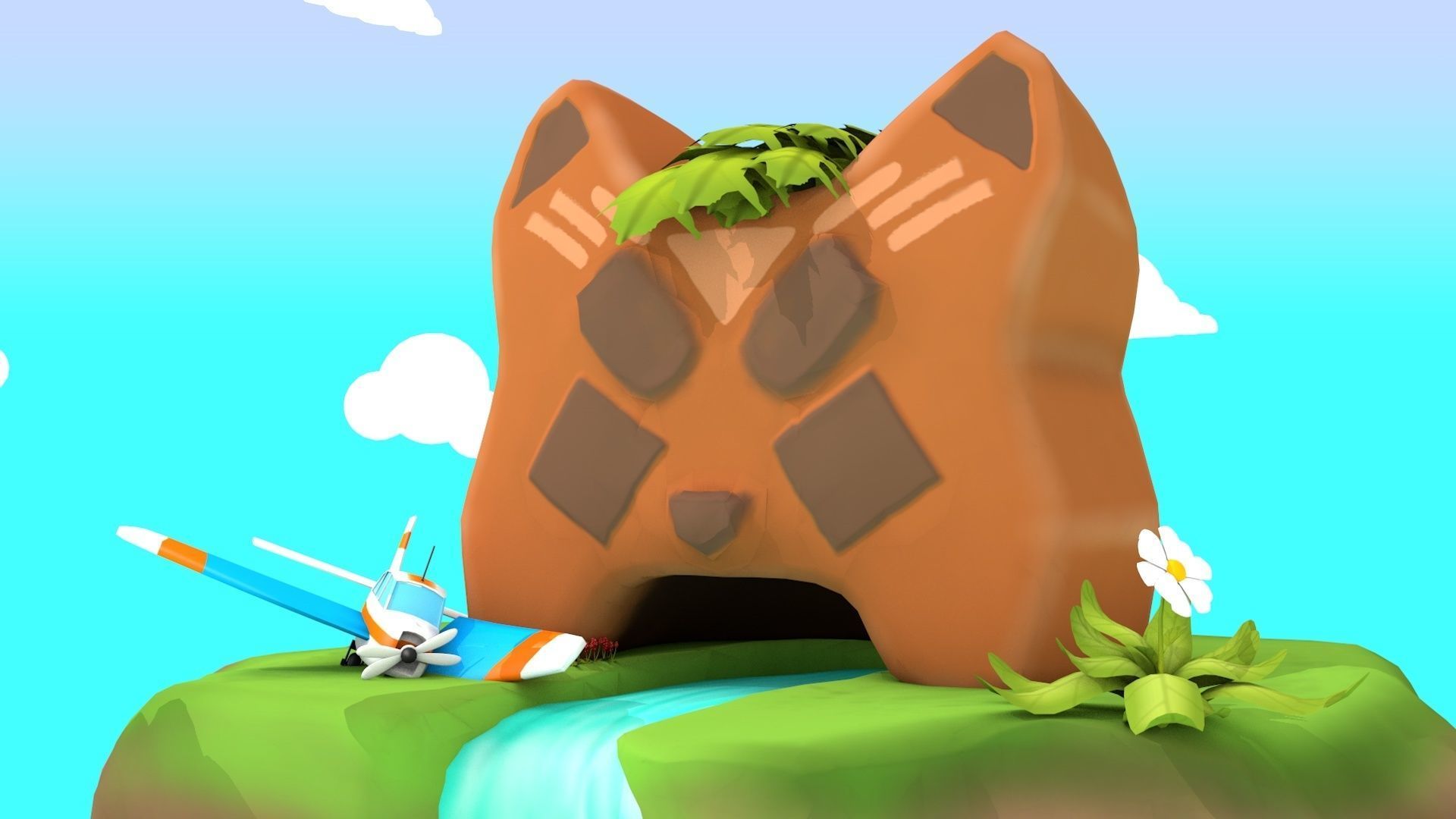 Island Environment - Landscape Low-poly 3D model_10