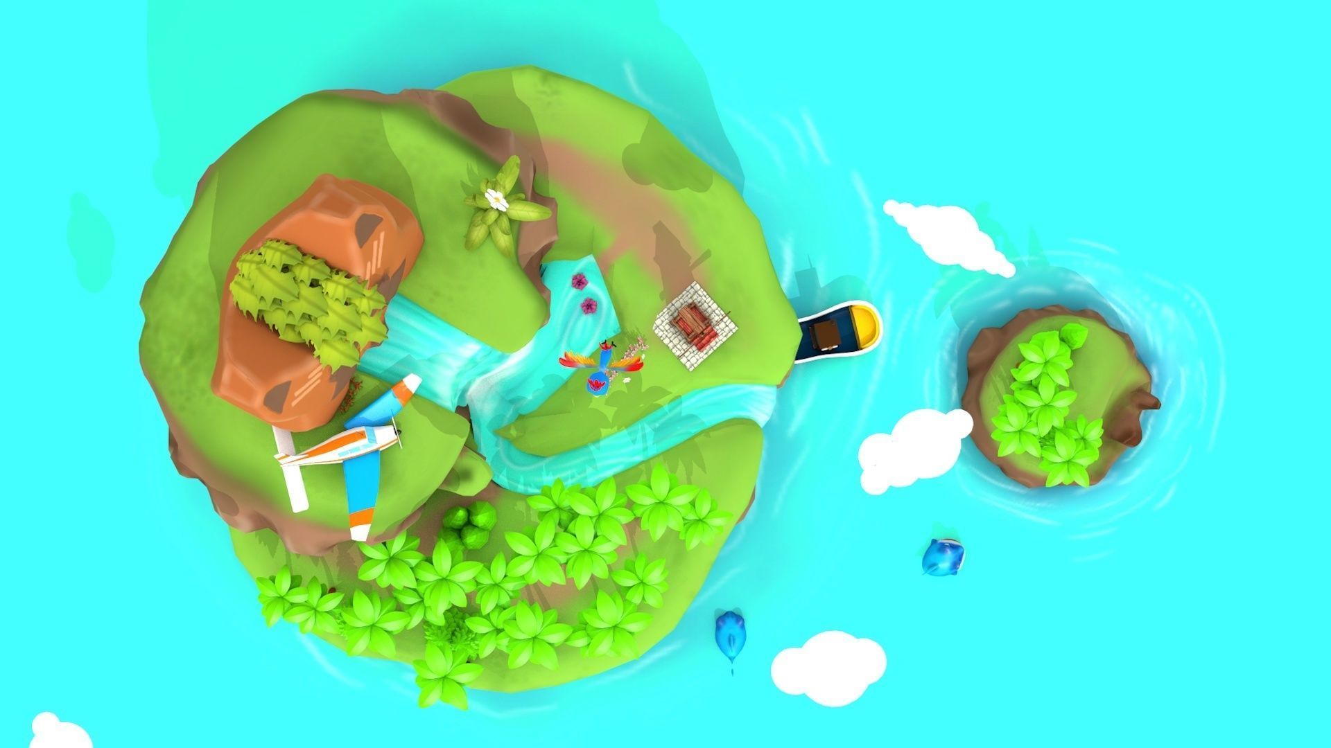 Island Environment - Landscape Low-poly 3D model_15