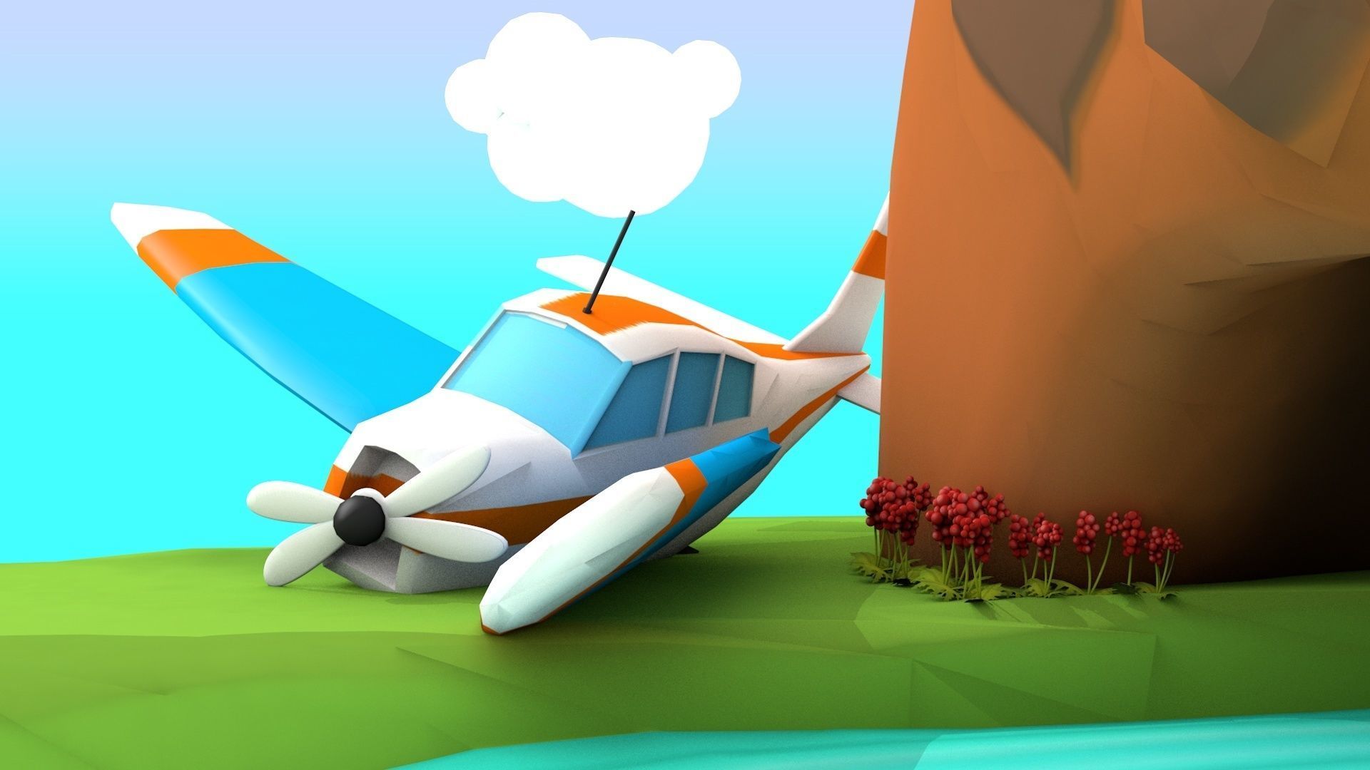 Island Environment - Landscape Low-poly 3D model_11