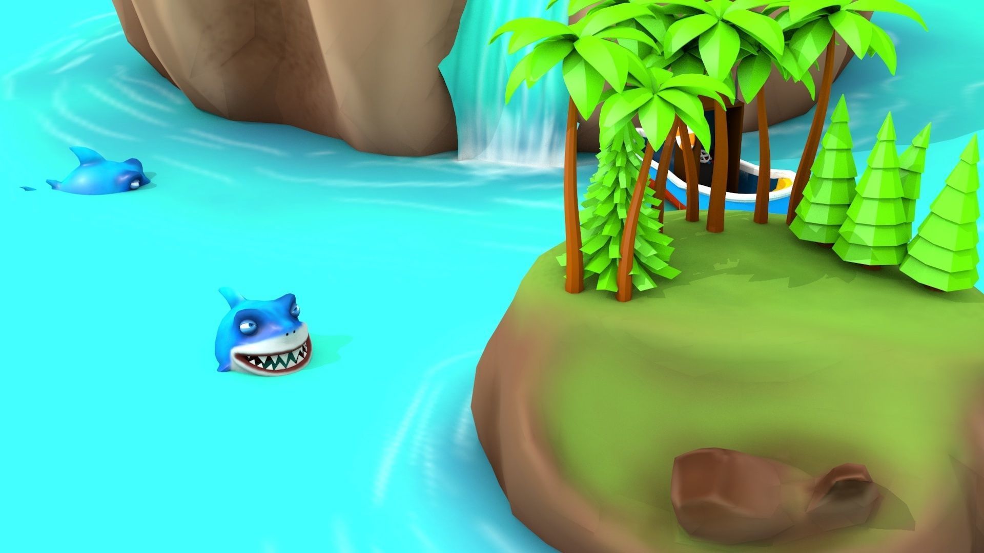 Island Environment - Landscape Low-poly 3D model_3