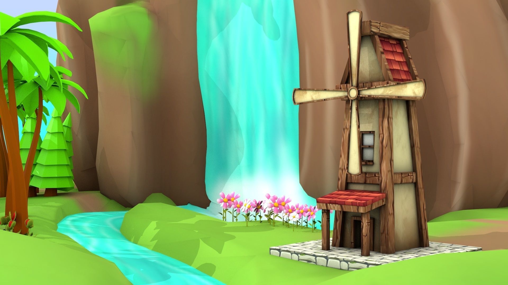 Island Environment - Landscape Low-poly 3D model_5