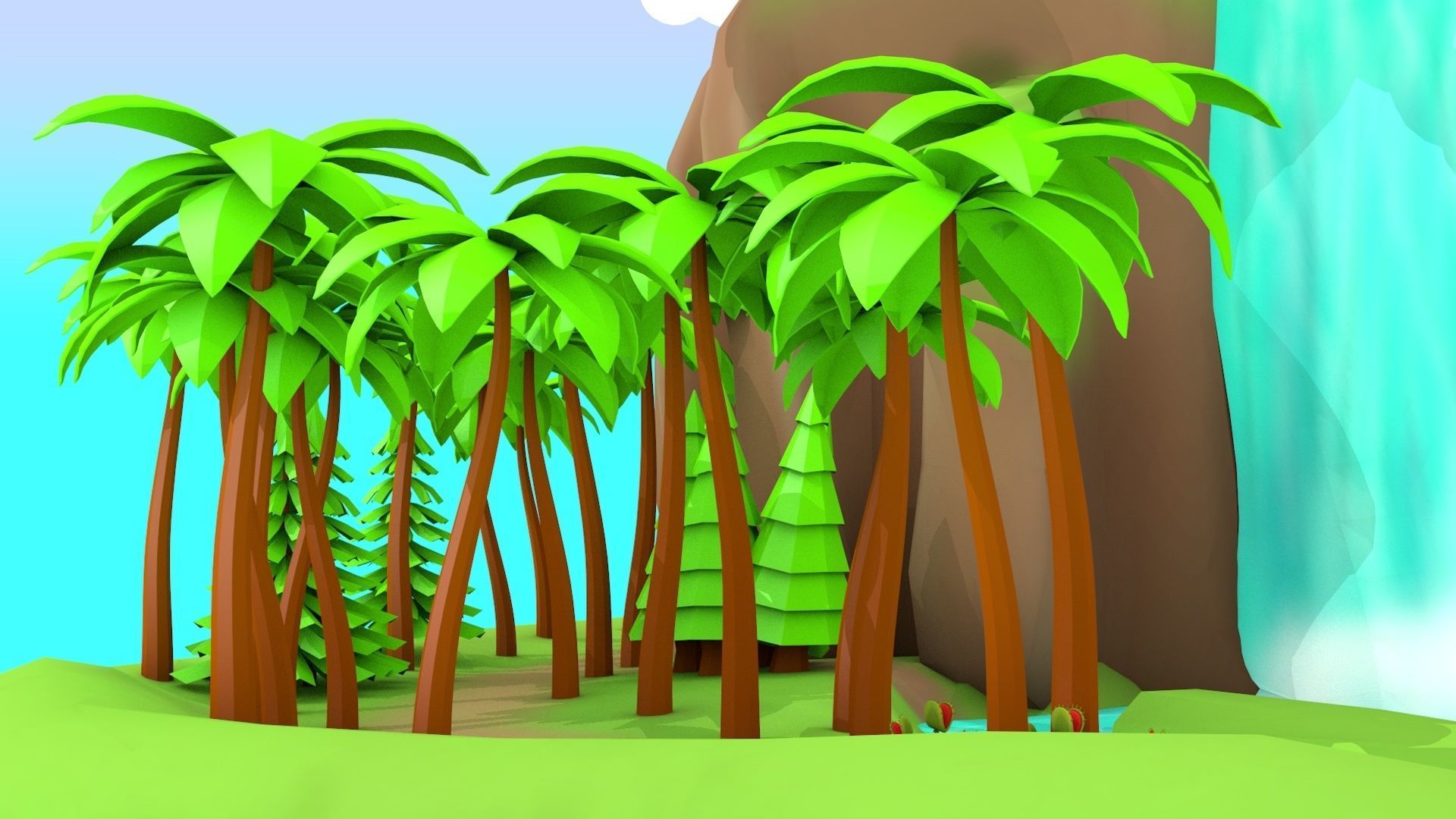Island Environment - Landscape Low-poly 3D model_8