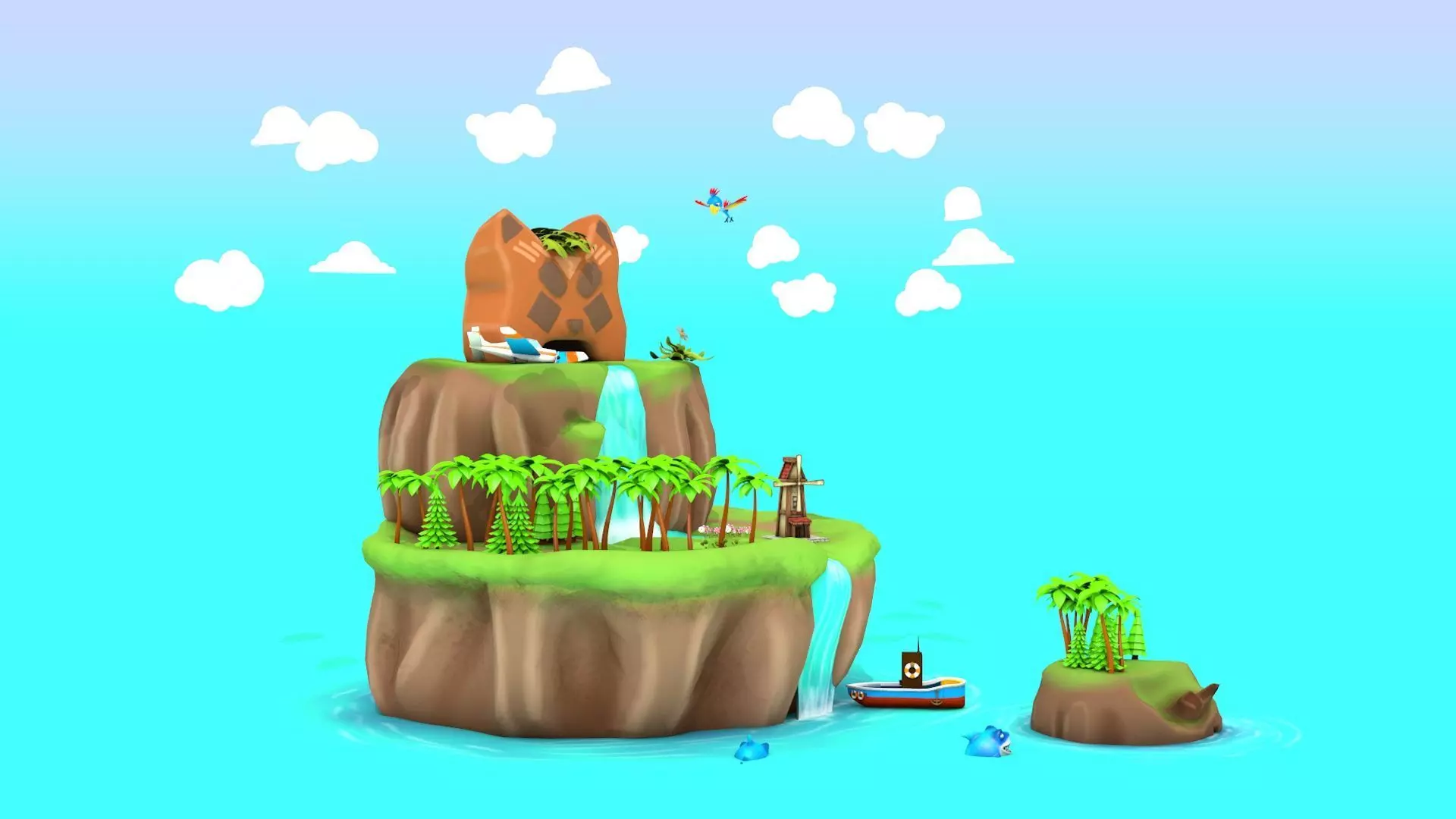 Island Environment - Landscape Low-poly 3D model_0