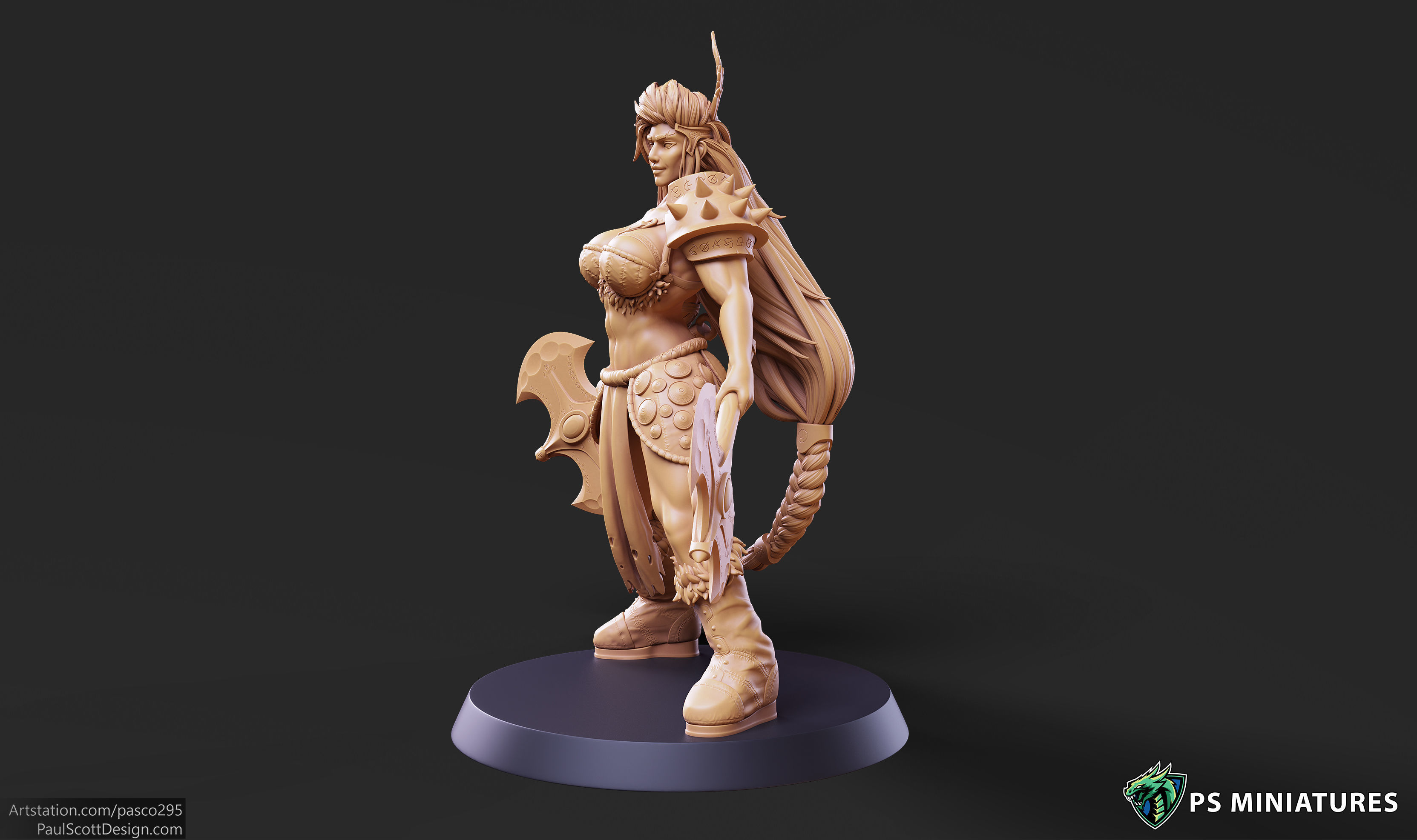 Barbarian Battlemaster Pose 4 - 2 Variants and Pinup 3D print model_4