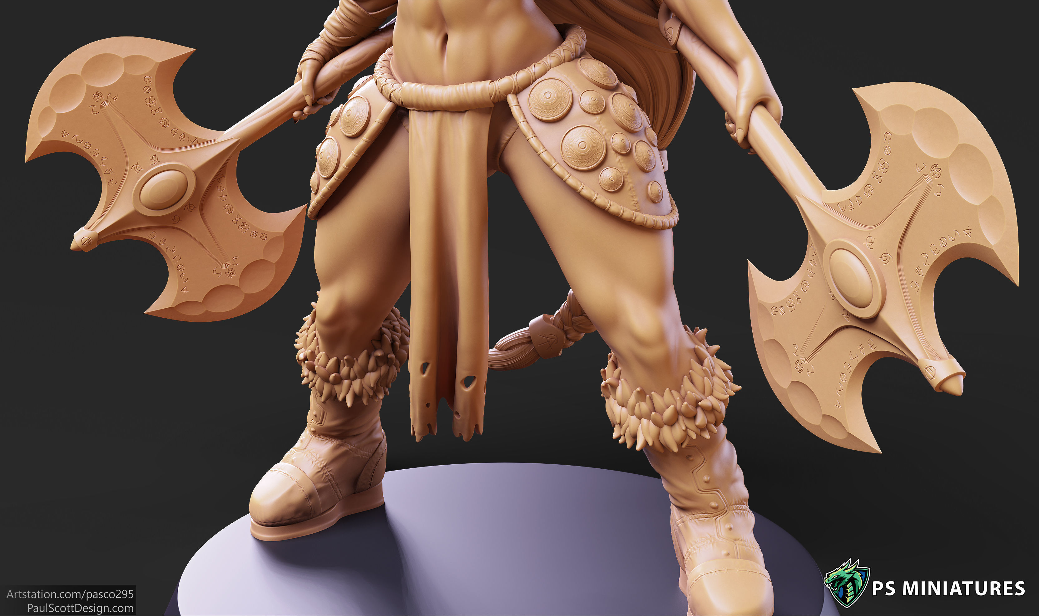 Barbarian Battlemaster Pose 4 - 2 Variants and Pinup 3D print model_13