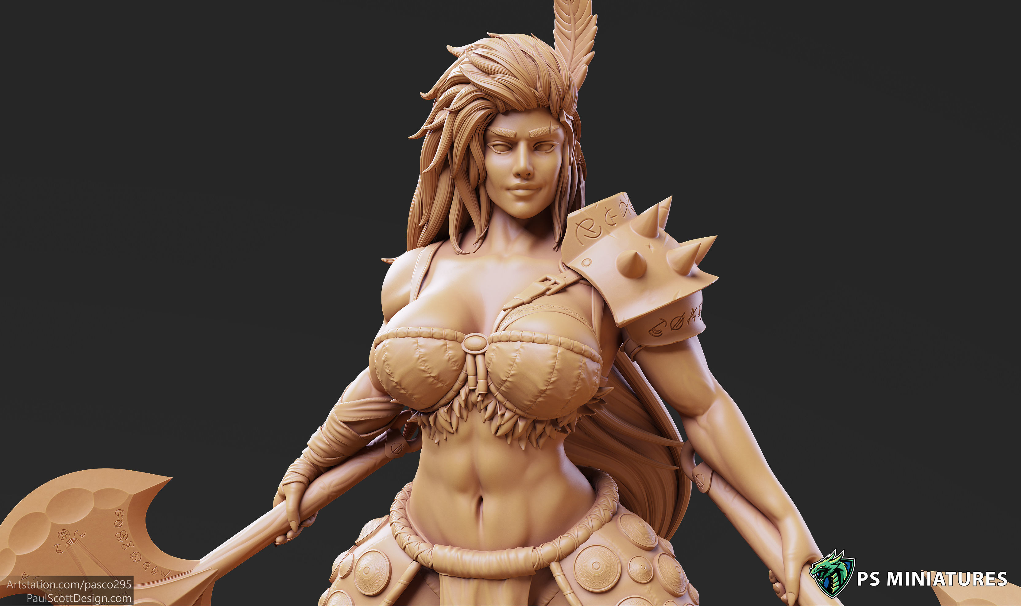 Barbarian Battlemaster Pose 4 - 2 Variants and Pinup 3D print model_11