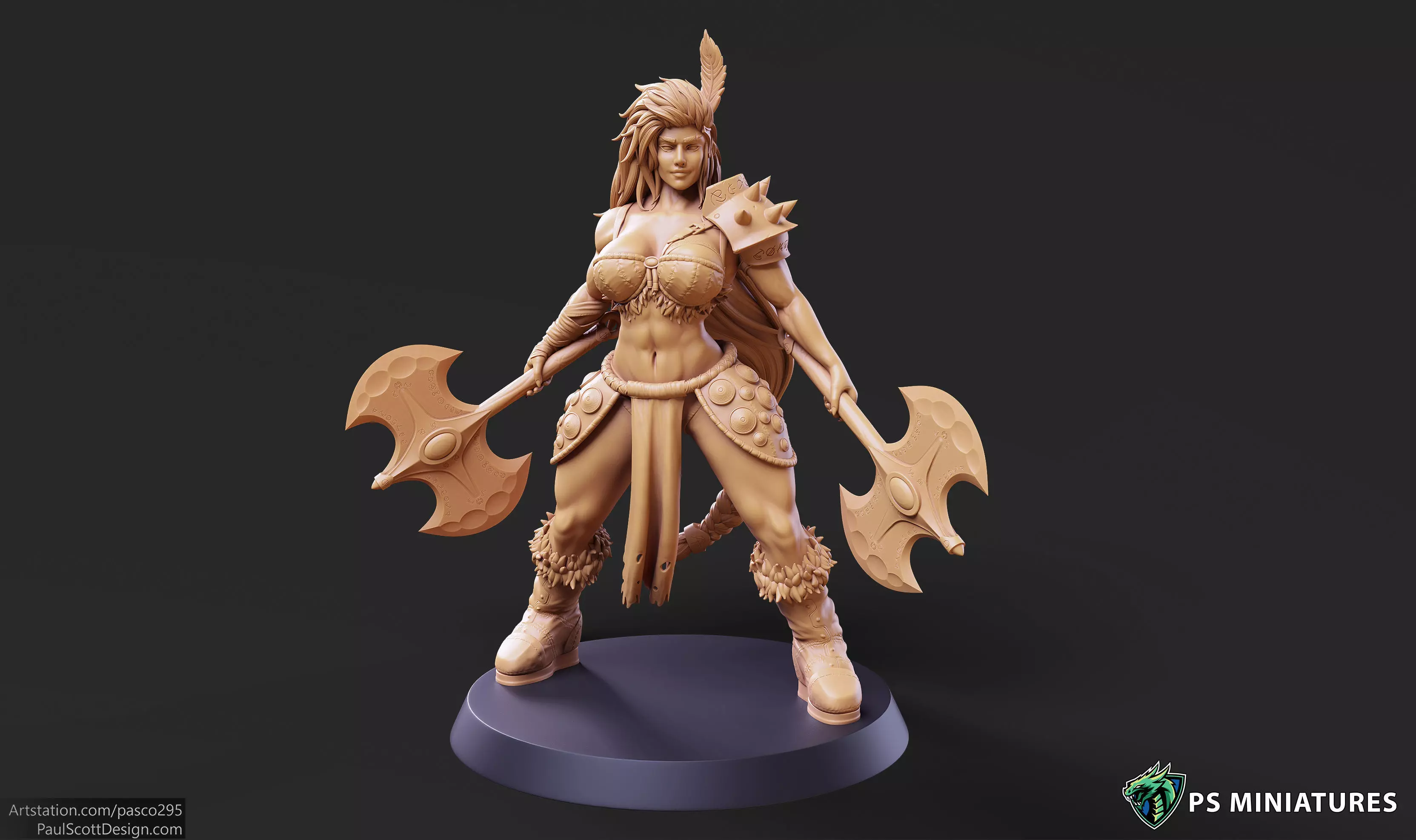 Barbarian Battlemaster Pose 4 - 2 Variants and Pinup 3D print model_0