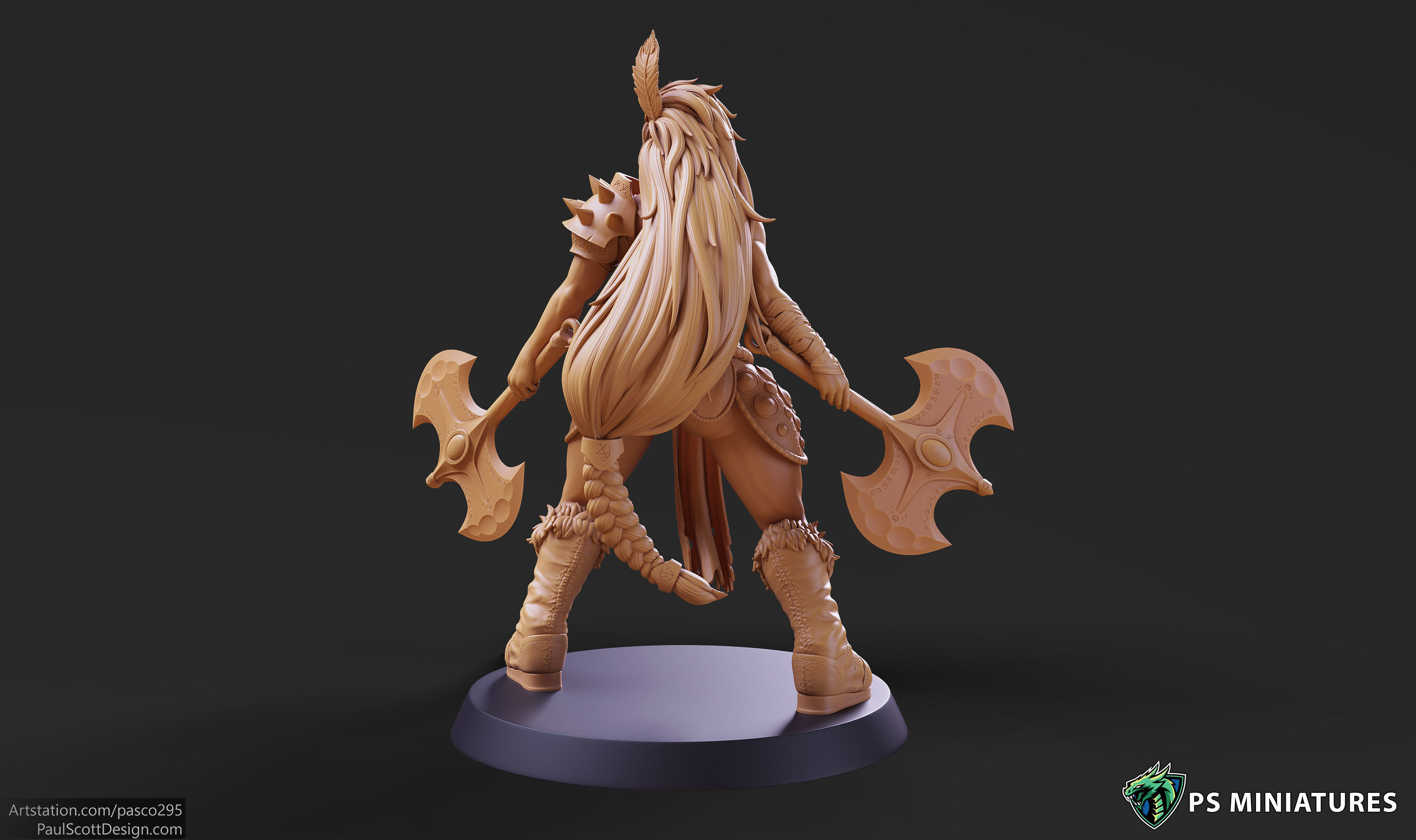 Barbarian Battlemaster Pose 4 - 2 Variants and Pinup 3D print model_7