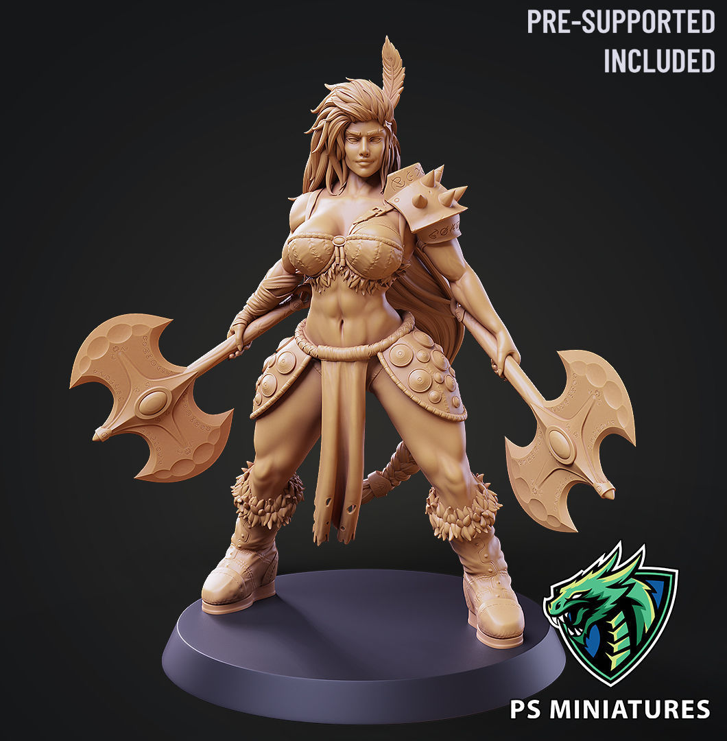 Barbarian Battlemaster Pose 4 - 2 Variants and Pinup 3D print model_8