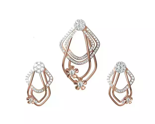 Women Earrings Pendant Set STL FBX JCD Details