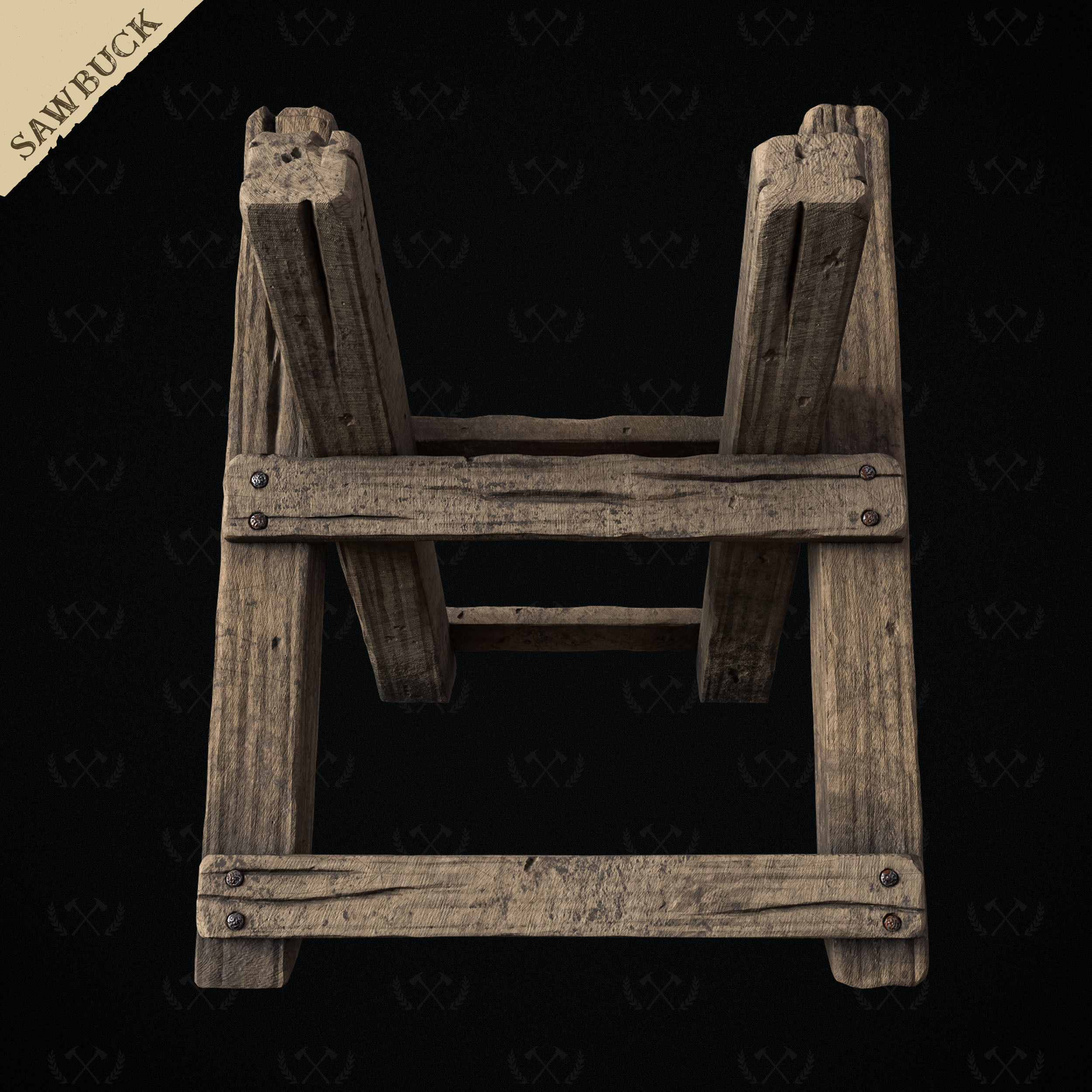 Sawbuck Wood Cutting Table - Diorama and Miniature - Lumberjack 3D print model_7