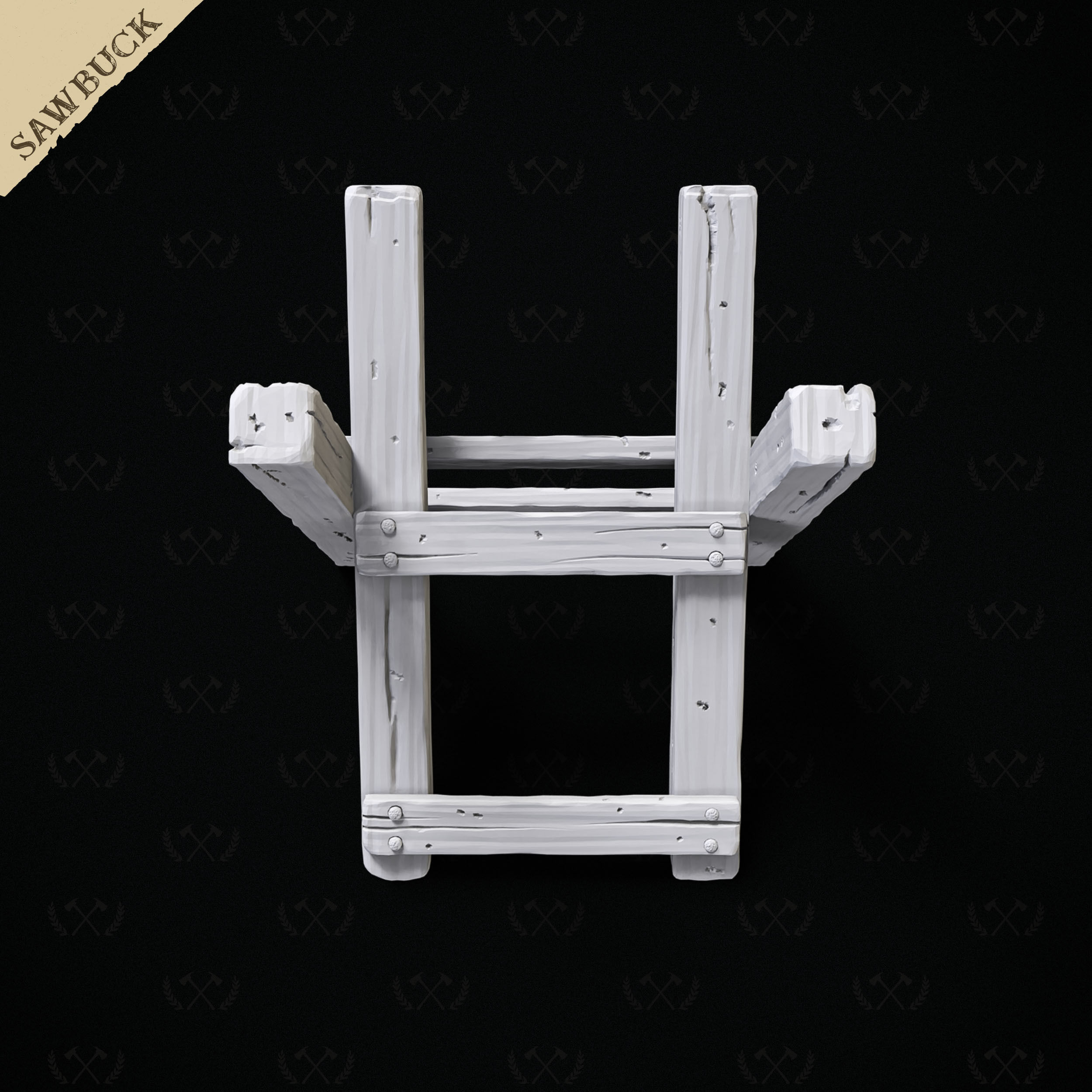 Sawbuck Wood Cutting Table - Diorama and Miniature - Lumberjack 3D print model_24
