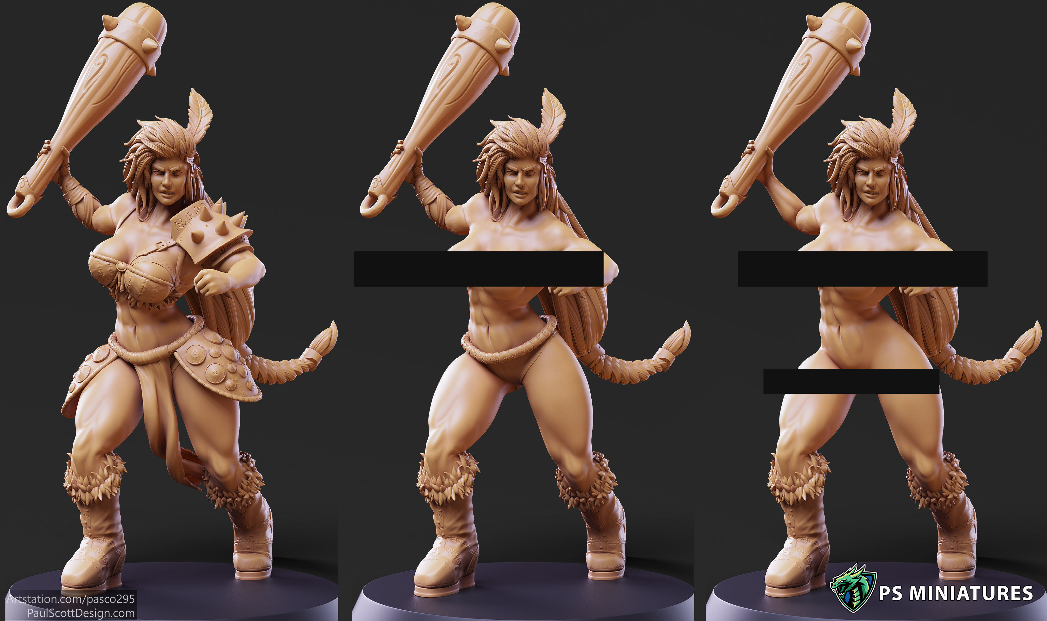 Barbarian Battlemaster Bundle and Pinups 3D print model_14