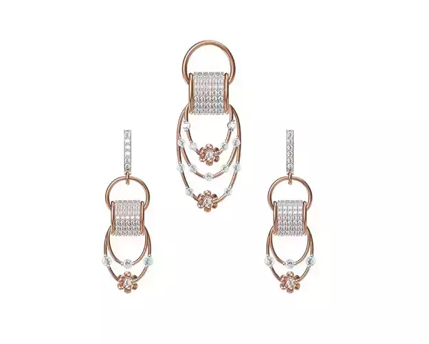 Women Earrings Pendant Set STL FBX JCD Details