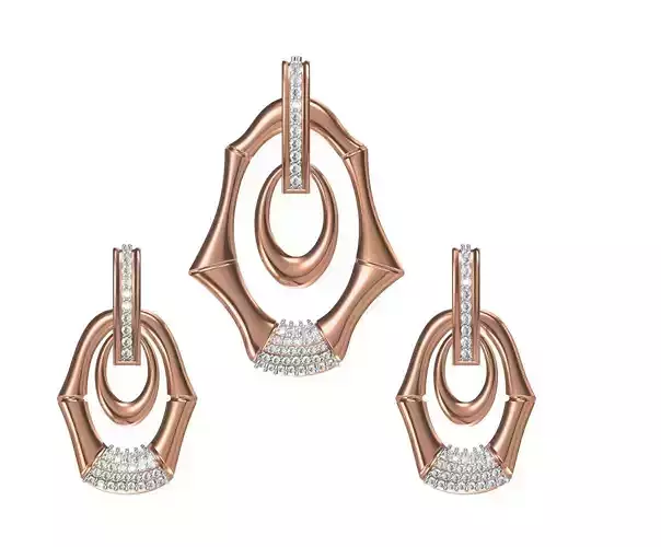 Women Earrings Pendant Set STL FBX JCD Details